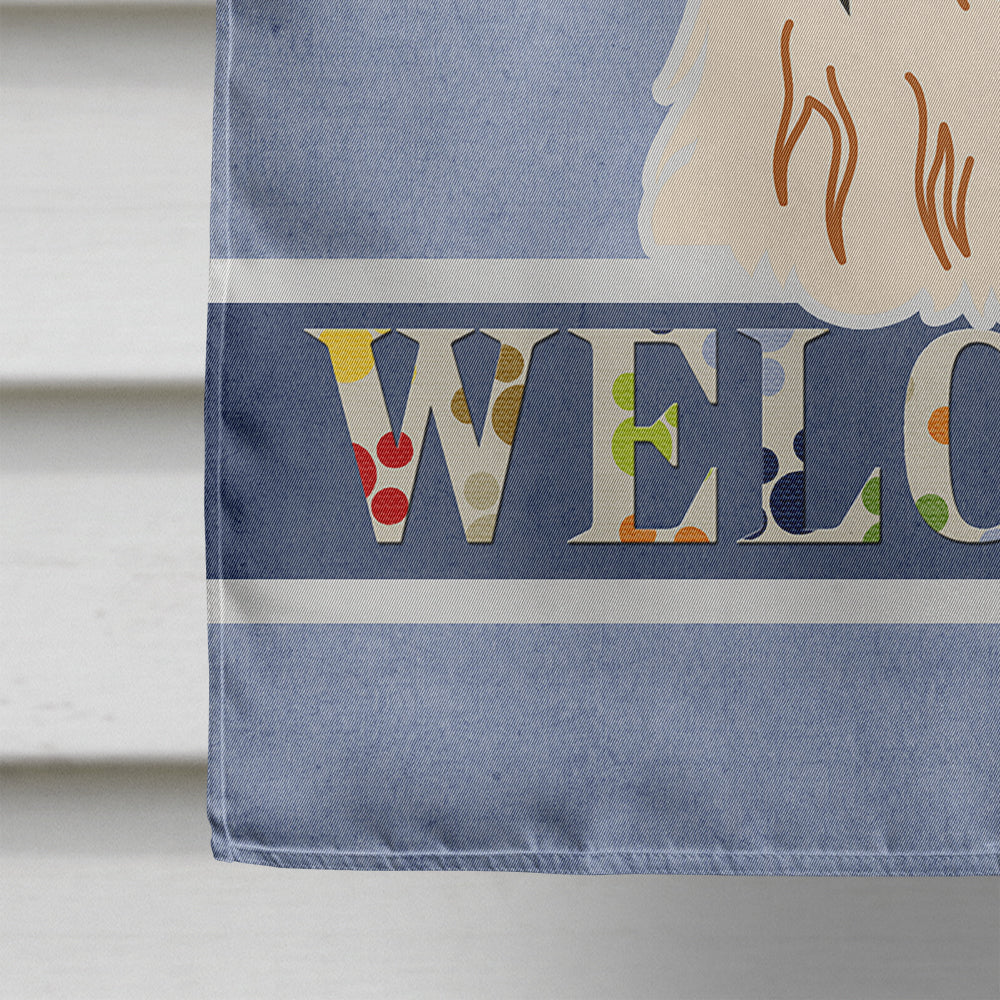 Shih Tzu Red White Welcome House Flag 28x40 Porch Sleeve Pole Decorative Outside Yard Banner Artwork Wall Hanging, Polyester
