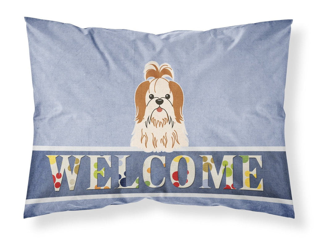 Shih Tzu Red White Welcome Standard Pillowcase Lightweight Super Soft Easy Care Decorative Artwork Pillowcase, Standard