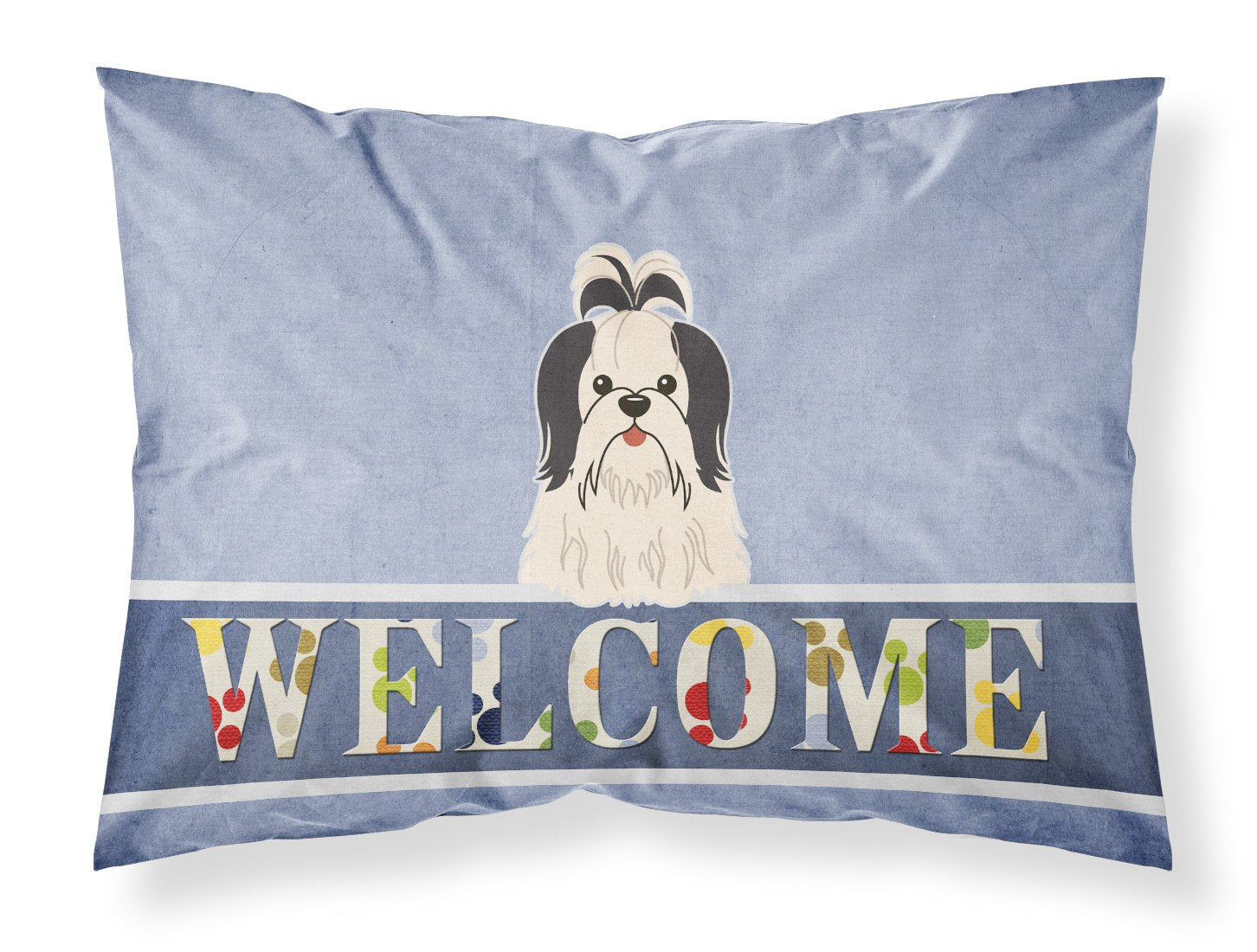 Shih Tzu Black White Welcome Standard Pillowcase Lightweight Super Soft Easy Care Decorative Artwork Pillowcase, Standard