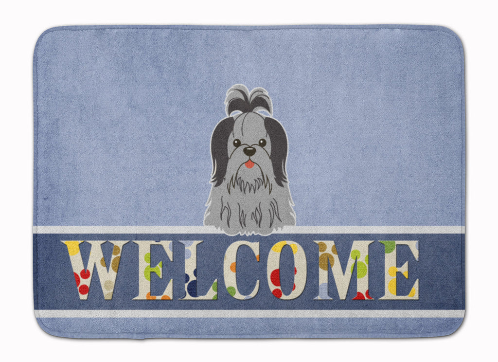 Shih Tzu Black Silver Welcome Memory Foam Kitchen Mat Machine Washable Anti-Fatigue Cushion Comfort Bath or Kitchen Rug