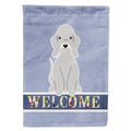 Bedlington Terrier Blue Welcome House Flag 28x40 Porch Sleeve Pole Decorative Outside Yard Banner Artwork Wall Hanging, Polyester