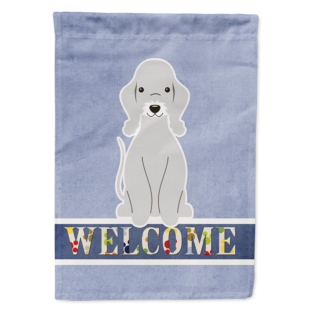 Bedlington Terrier Blue Welcome House Flag 28x40 Porch Sleeve Pole Decorative Outside Yard Banner Artwork Wall Hanging, Polyester