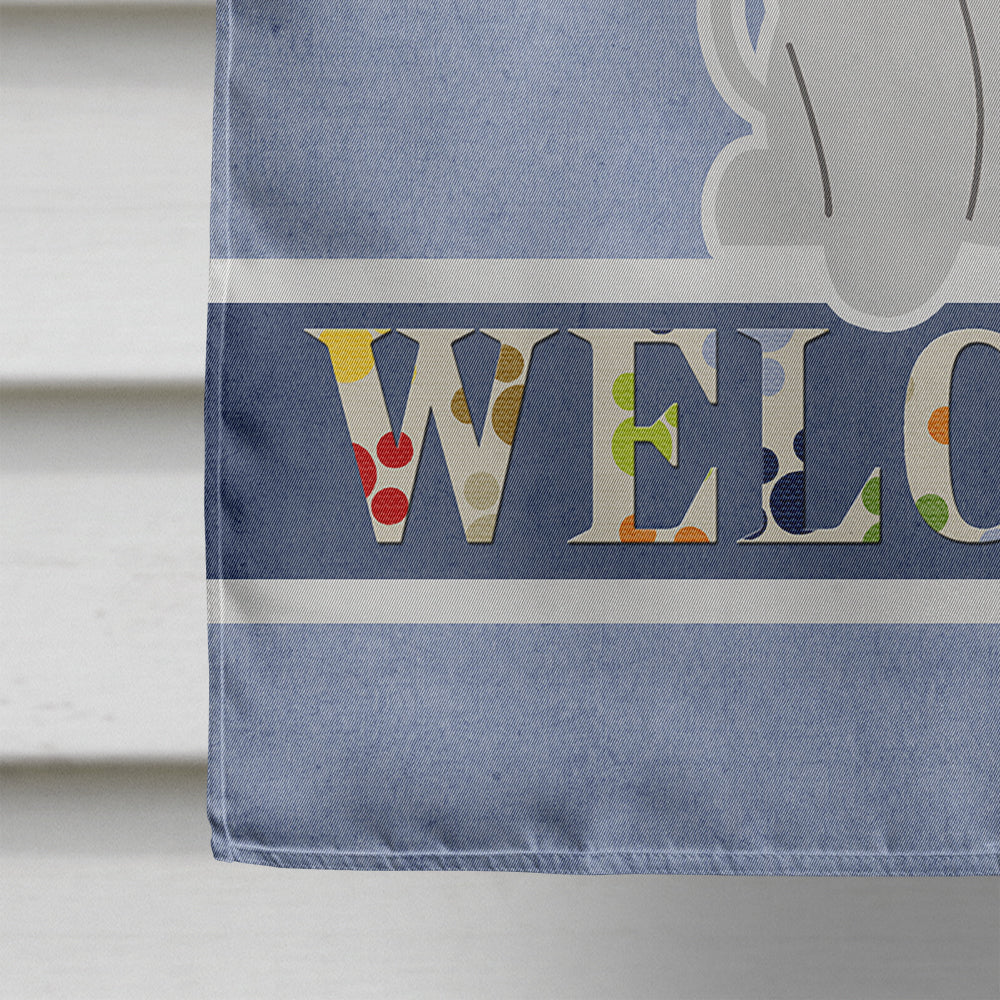 Bedlington Terrier Blue Welcome House Flag 28x40 Porch Sleeve Pole Decorative Outside Yard Banner Artwork Wall Hanging, Polyester