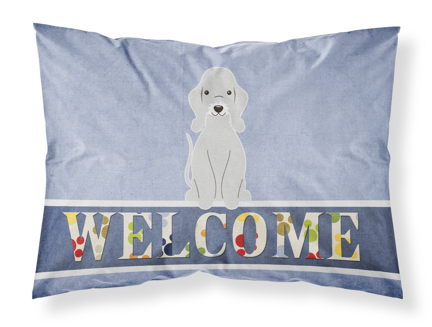 Bedlington Terrier Blue Welcome Standard Pillowcase Lightweight Super Soft Easy Care Decorative Artwork Pillowcase, Standard