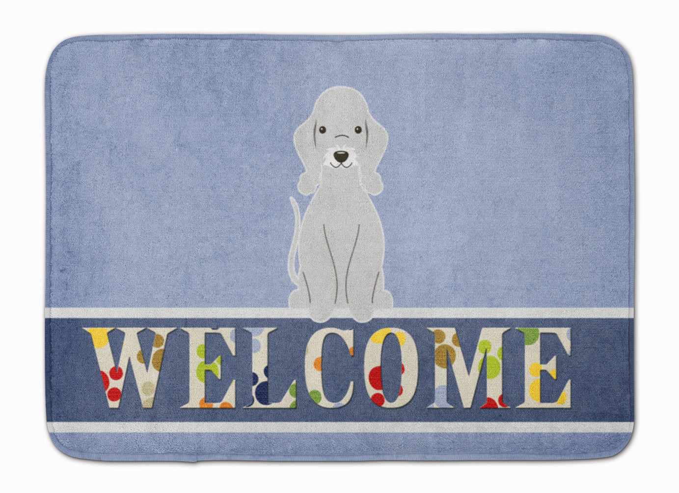 Bedlington Terrier Blue Welcome Memory Foam Kitchen Mat Machine Washable Anti-Fatigue Cushion Comfort Bath or Kitchen Rug