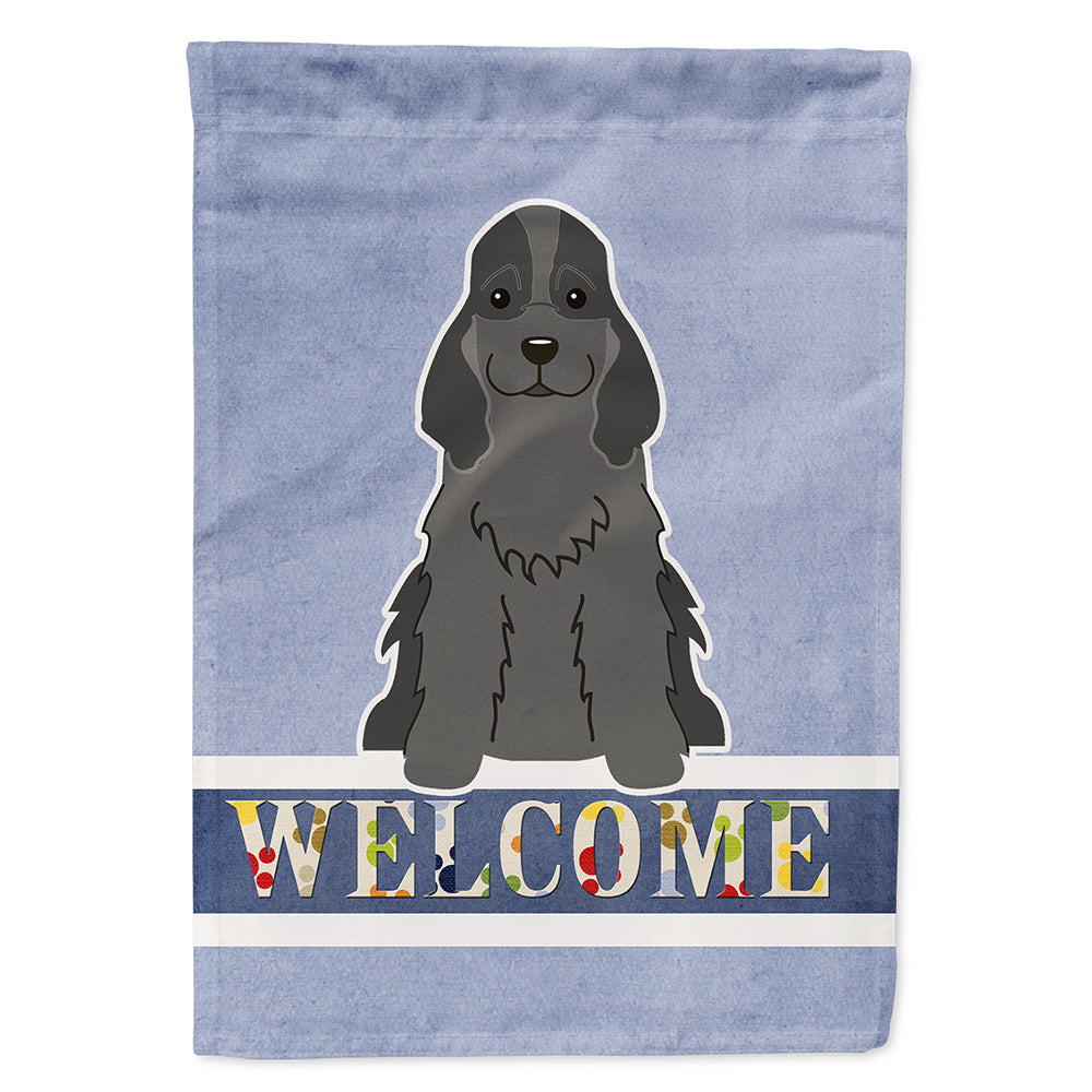 Cocker Spaniel Black Welcome House Flag 28x40 Porch Sleeve Pole Decorative Outside Yard Banner Artwork Wall Hanging, Polyester