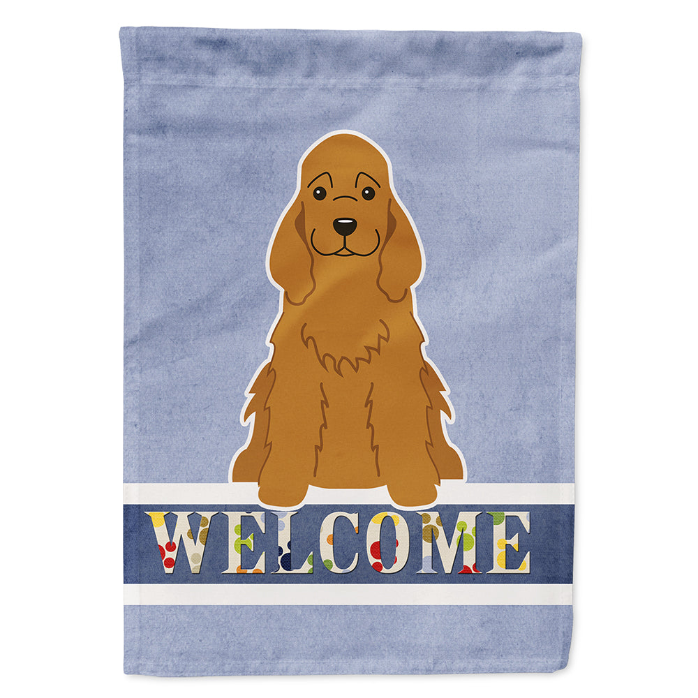 Cocker Spaniel Red Welcome House Flag 28x40 Porch Sleeve Pole Decorative Outside Yard Banner Artwork Wall Hanging, Polyester