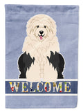 Old English Sheepdog Welcome House Flag 28x40 Porch Sleeve Pole Decorative Outside Yard Banner Artwork Wall Hanging, Polyester