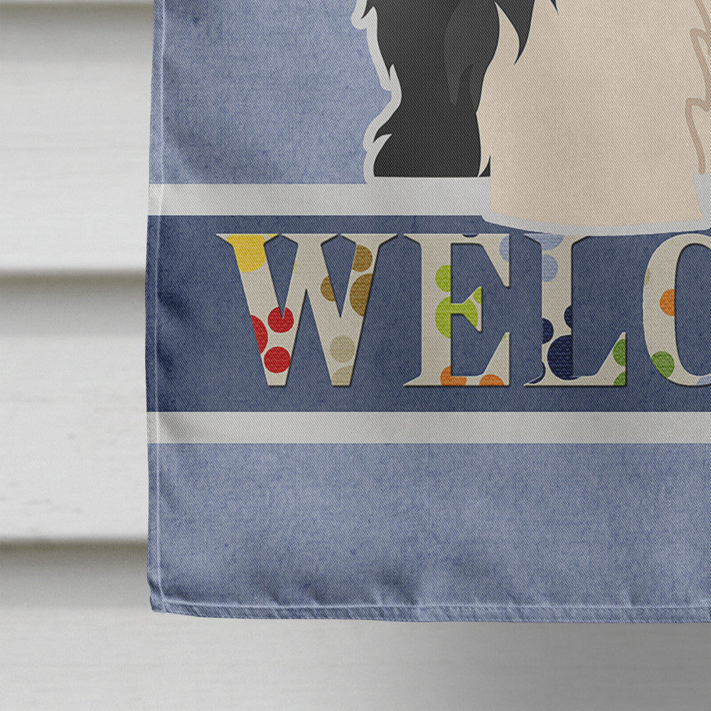 Old English Sheepdog Welcome House Flag 28x40 Porch Sleeve Pole Decorative Outside Yard Banner Artwork Wall Hanging, Polyester
