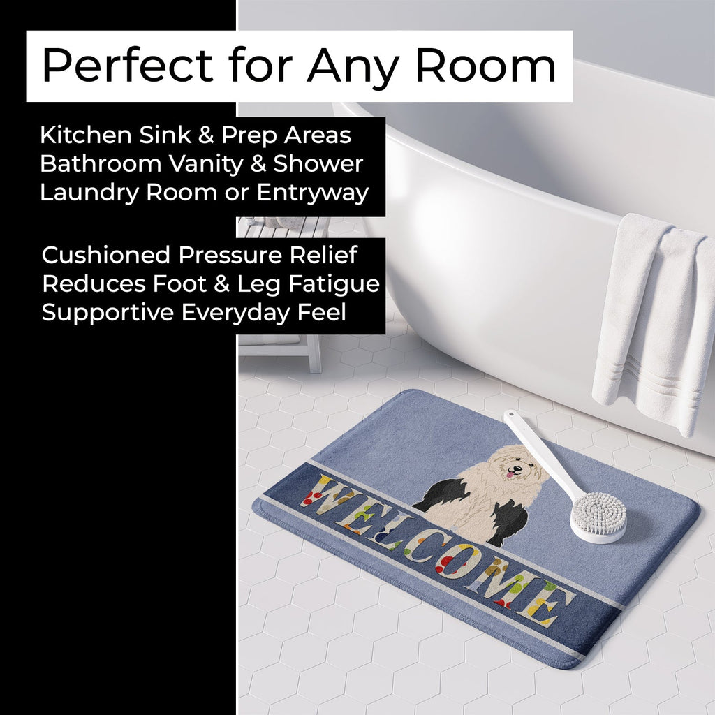 Old English Sheepdog Welcome Memory Foam Kitchen Mat Machine Washable Anti-Fatigue Cushion Comfort Bath or Kitchen Rug