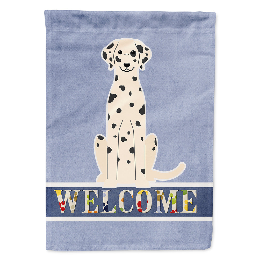 Dalmatian Welcome House Flag 28x40 Porch Sleeve Pole Decorative Outside Yard Banner Artwork Wall Hanging, Polyester