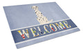 Dalmatian Welcome Cutting Board Tempered Glass Kitchen Cutting Surface, Heat Resistant Chopping, Non-Slip Feet, Food Prep & Serving