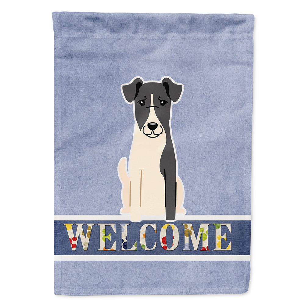 Smooth Fox Terrier Welcome House Flag 28x40 Porch Sleeve Pole Decorative Outside Yard Banner Artwork Wall Hanging, Polyester