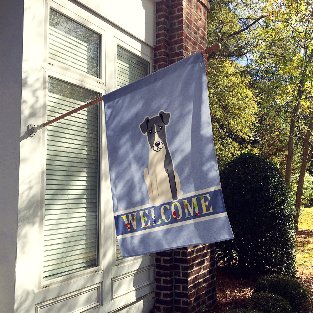 Smooth Fox Terrier Welcome House Flag 28x40 Porch Sleeve Pole Decorative Outside Yard Banner Artwork Wall Hanging, Polyester