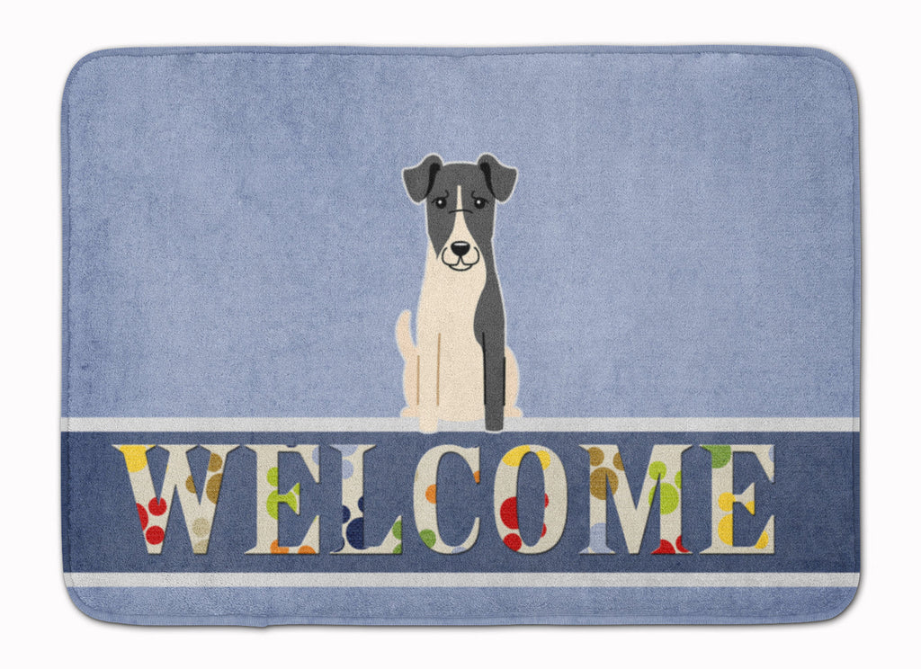 Smooth Fox Terrier Welcome Memory Foam Kitchen Mat Machine Washable Anti-Fatigue Cushion Comfort Bath or Kitchen Rug