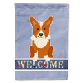 Corgi Welcome House Flag 28x40 Porch Sleeve Pole Decorative Outside Yard Banner Artwork Wall Hanging, Polyester