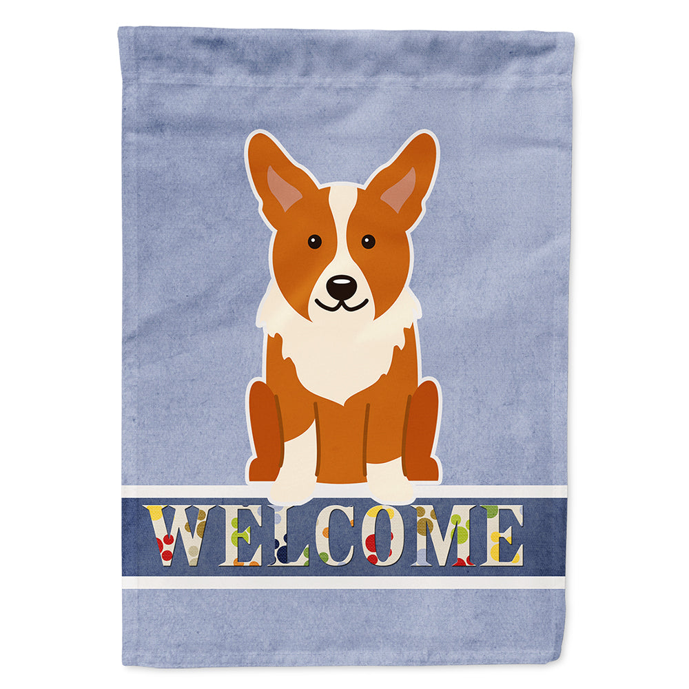 Corgi Welcome House Flag 28x40 Porch Sleeve Pole Decorative Outside Yard Banner Artwork Wall Hanging, Polyester
