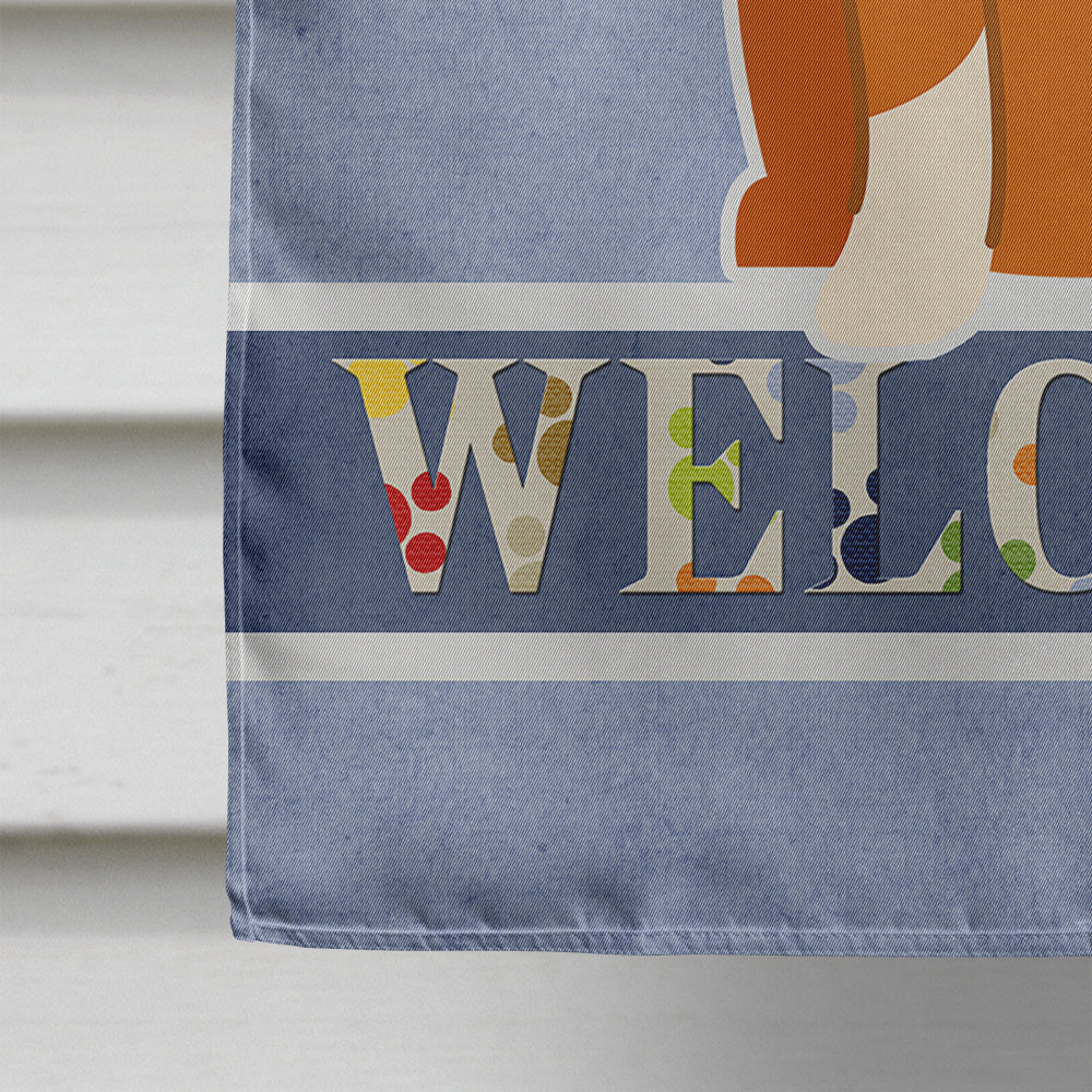 Corgi Welcome House Flag 28x40 Porch Sleeve Pole Decorative Outside Yard Banner Artwork Wall Hanging, Polyester