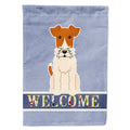 Wire Fox Terrier Welcome House Flag 28x40 Porch Sleeve Pole Decorative Outside Yard Banner Artwork Wall Hanging, Polyester