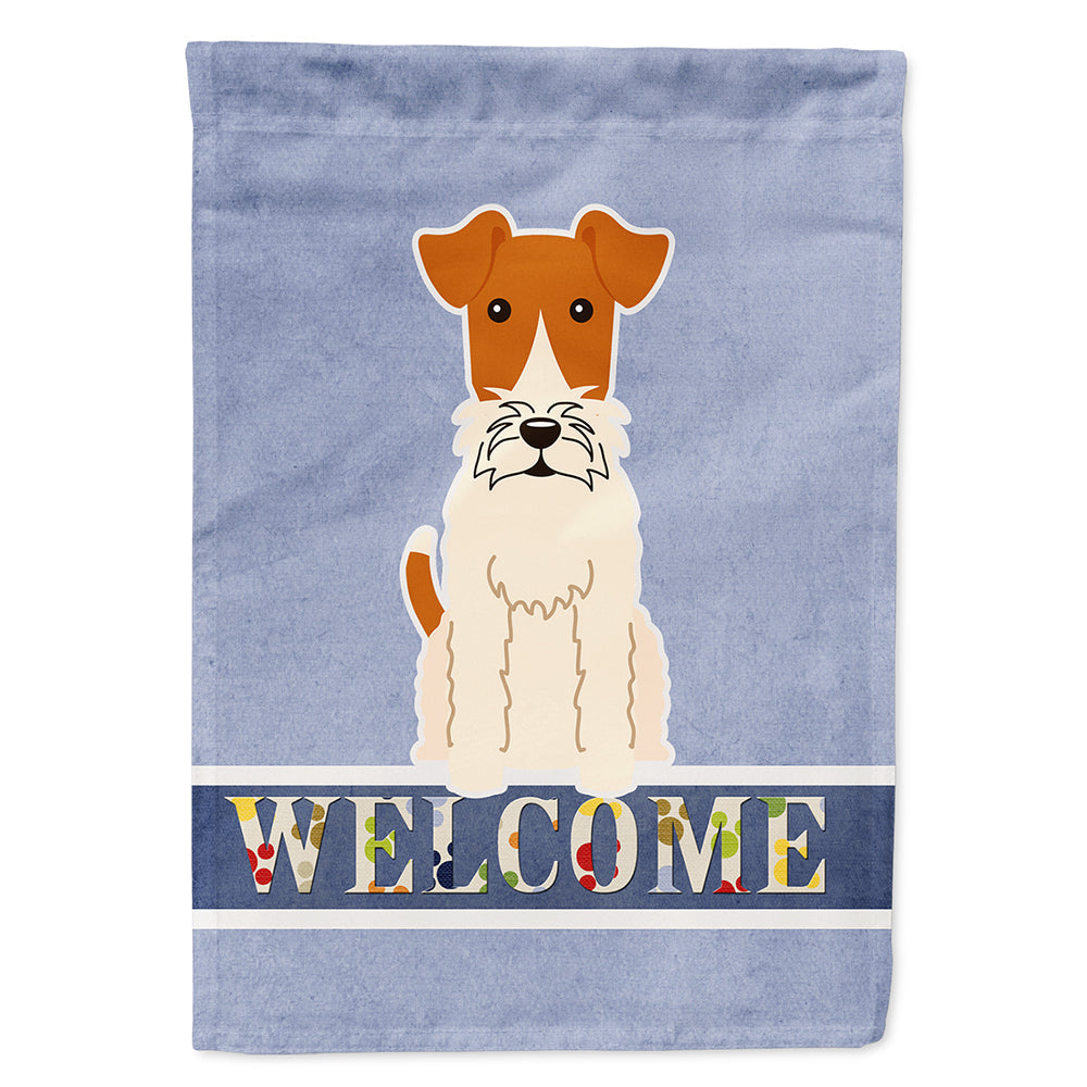 Wire Fox Terrier Welcome House Flag 28x40 Porch Sleeve Pole Decorative Outside Yard Banner Artwork Wall Hanging, Polyester
