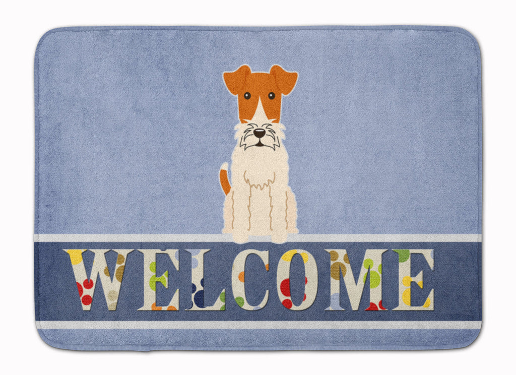Wire Fox Terrier Welcome Memory Foam Kitchen Mat Machine Washable Anti-Fatigue Cushion Comfort Bath or Kitchen Rug