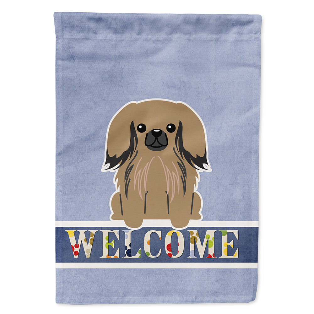 Pekingese Tan Welcome House Flag 28x40 Porch Sleeve Pole Decorative Outside Yard Banner Artwork Wall Hanging, Polyester