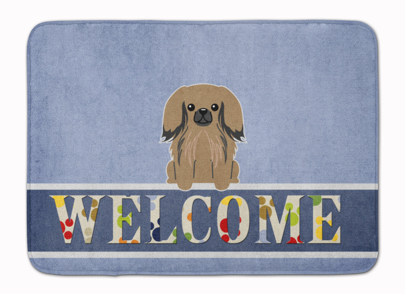 Pekingese Tan Welcome Memory Foam Kitchen Mat Machine Washable Anti-Fatigue Cushion Comfort Bath or Kitchen Rug