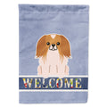 Pekingese Red White Welcome House Flag 28x40 Porch Sleeve Pole Decorative Outside Yard Banner Artwork Wall Hanging, Polyester