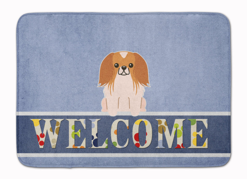 Pekingese Red White Welcome Memory Foam Kitchen Mat Machine Washable Anti-Fatigue Cushion Comfort Bath or Kitchen Rug
