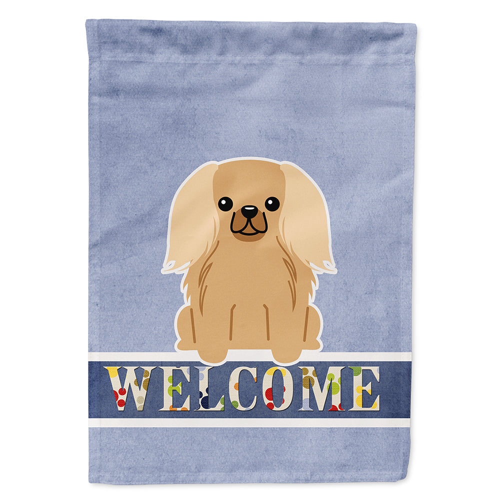 Pekingese Fawn Sable Welcome House Flag 28x40 Porch Sleeve Pole Decorative Outside Yard Banner Artwork Wall Hanging, Polyester