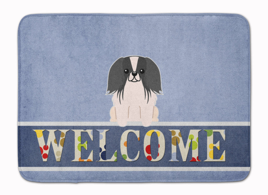 Pekingese Black White Welcome Memory Foam Kitchen Mat Machine Washable Anti-Fatigue Cushion Comfort Bath or Kitchen Rug
