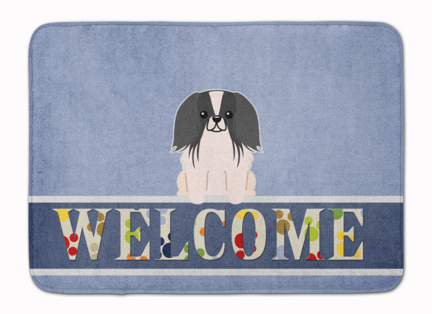 Pekingese Black White Welcome Memory Foam Kitchen Mat Machine Washable Anti-Fatigue Cushion Comfort Bath or Kitchen Rug