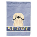 Pekingese Cream Welcome House Flag 28x40 Porch Sleeve Pole Decorative Outside Yard Banner Artwork Wall Hanging, Polyester