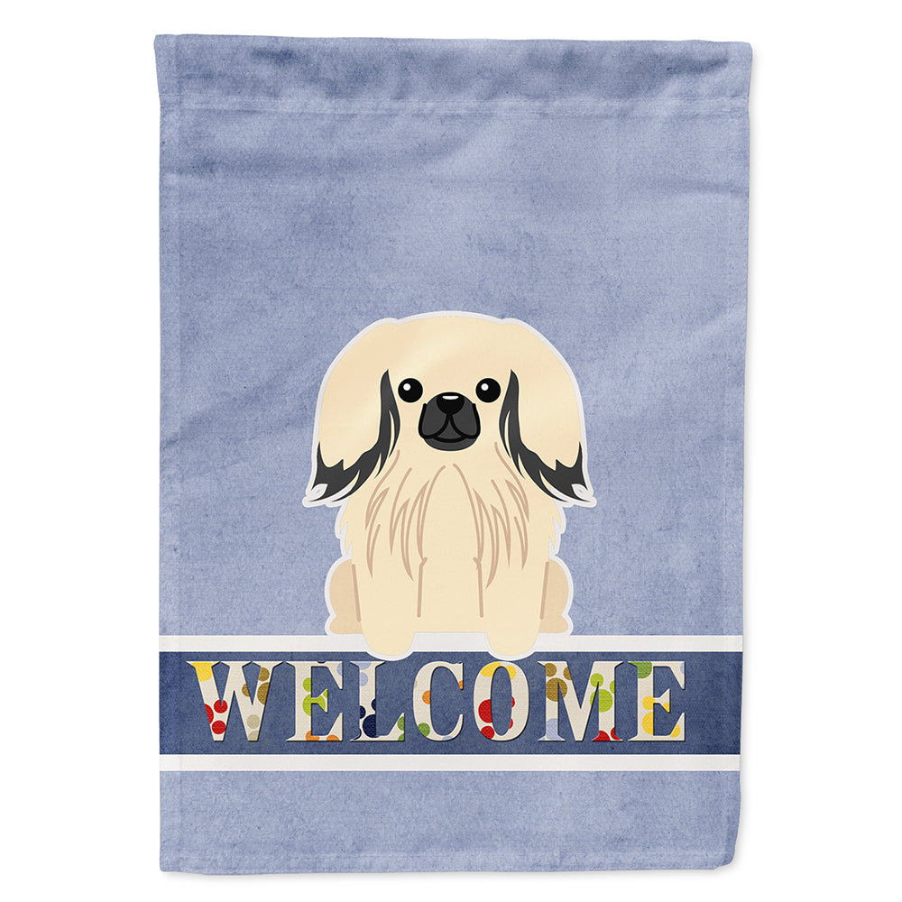 Pekingese Cream Welcome House Flag 28x40 Porch Sleeve Pole Decorative Outside Yard Banner Artwork Wall Hanging, Polyester