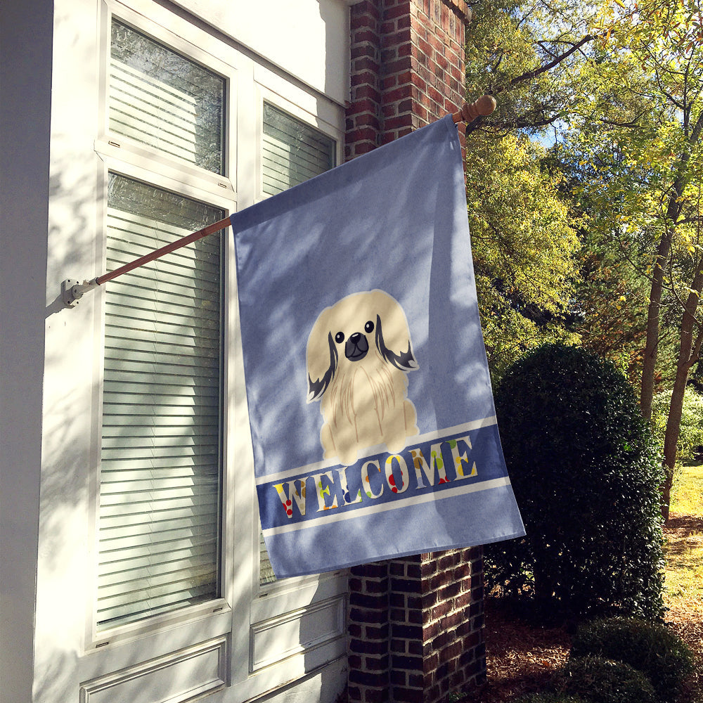 Pekingese Cream Welcome House Flag 28x40 Porch Sleeve Pole Decorative Outside Yard Banner Artwork Wall Hanging, Polyester