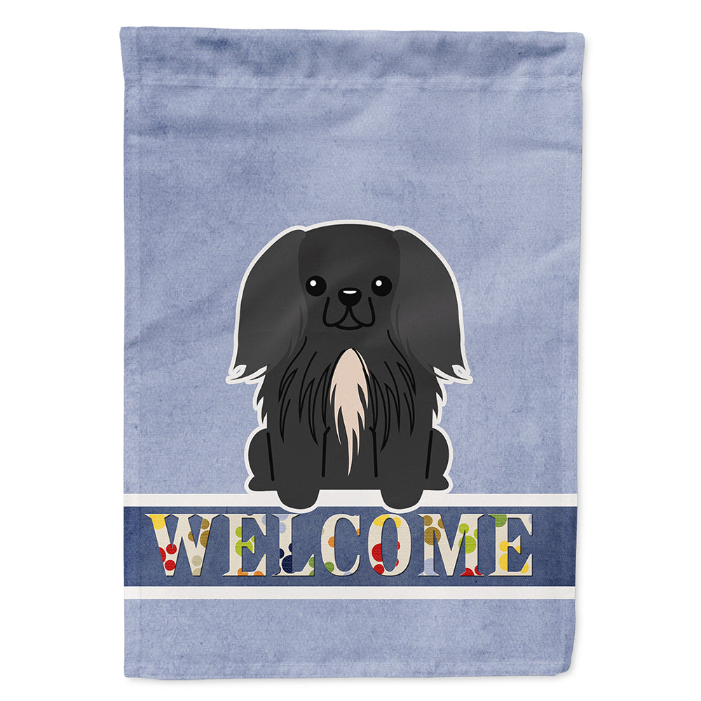 Pekingese Black Welcome House Flag 28x40 Porch Sleeve Pole Decorative Outside Yard Banner Artwork Wall Hanging, Polyester