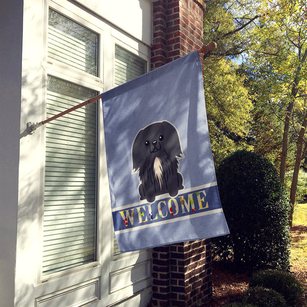 Pekingese Black Welcome House Flag 28x40 Porch Sleeve Pole Decorative Outside Yard Banner Artwork Wall Hanging, Polyester