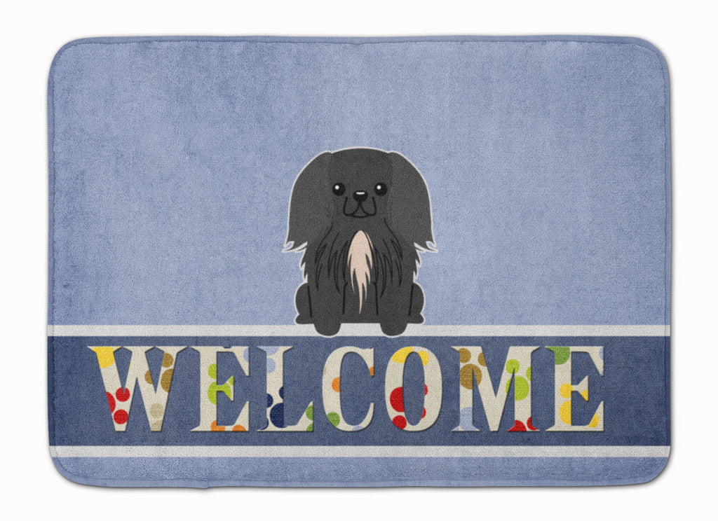 Pekingese Black Welcome Memory Foam Kitchen Mat Machine Washable Anti-Fatigue Cushion Comfort Bath or Kitchen Rug