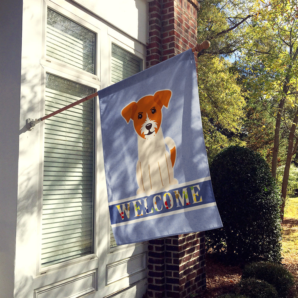 Jack Russell Terrier Welcome House Flag 28x40 Porch Sleeve Pole Decorative Outside Yard Banner Artwork Wall Hanging, Polyester