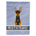 English Toy Terrier Welcome House Flag 28x40 Porch Sleeve Pole Decorative Outside Yard Banner Artwork Wall Hanging, Polyester