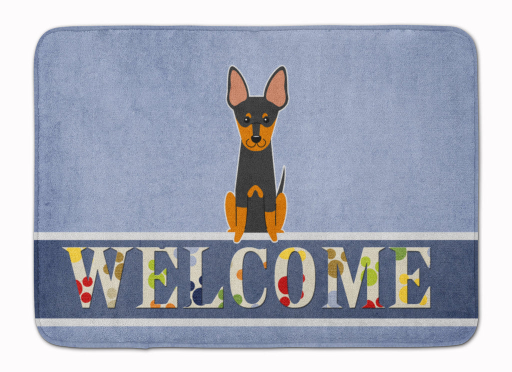 English Toy Terrier Welcome Memory Foam Kitchen Mat Machine Washable Anti-Fatigue Cushion Comfort Bath or Kitchen Rug