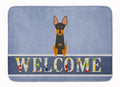 English Toy Terrier Welcome Memory Foam Kitchen Mat Machine Washable Anti-Fatigue Cushion Comfort Bath or Kitchen Rug