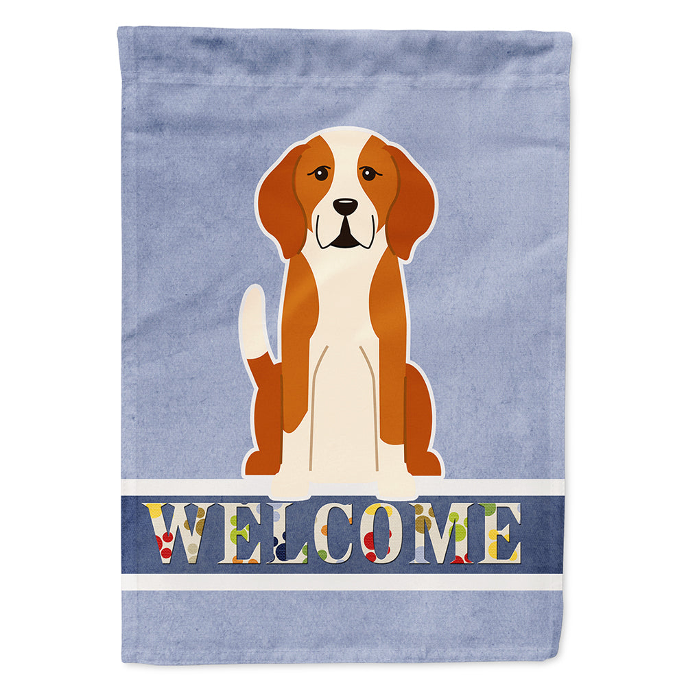 English Foxhound Welcome House Flag 28x40 Porch Sleeve Pole Decorative Outside Yard Banner Artwork Wall Hanging, Polyester