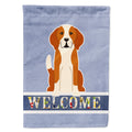 English Foxhound Welcome House Flag 28x40 Porch Sleeve Pole Decorative Outside Yard Banner Artwork Wall Hanging, Polyester