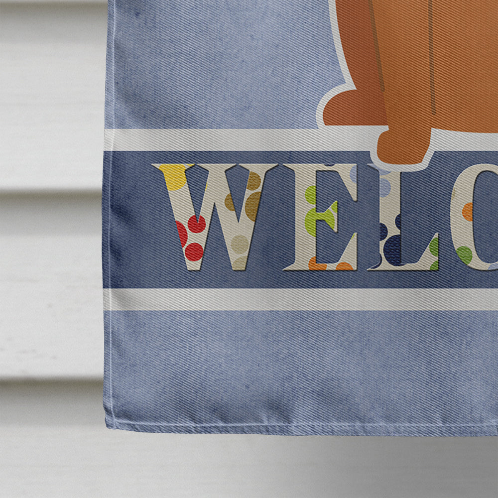 Chinese Chongqing Dog Welcome House Flag 28x40 Porch Sleeve Pole Decorative Outside Yard Banner Artwork Wall Hanging, Polyester