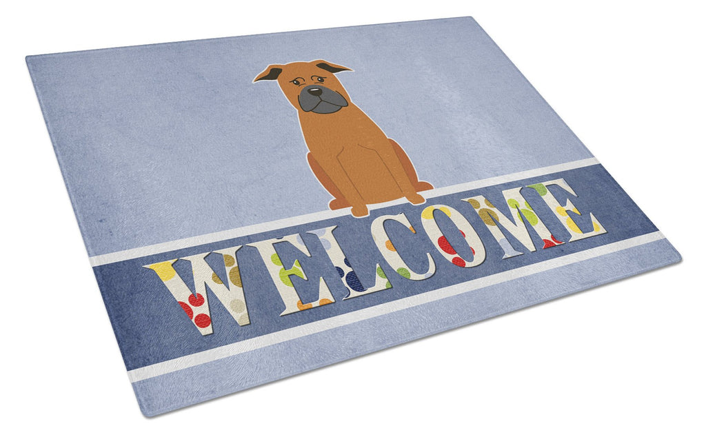 Chinese Chongqing Dog Welcome Cutting Board Tempered Glass Kitchen Cutting Surface, Heat Resistant Chopping, Non-Slip Feet, Food Prep & Serving