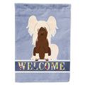 Chinese Crested Cream Welcome House Flag 28x40 Porch Sleeve Pole Decorative Outside Yard Banner Artwork Wall Hanging, Polyester