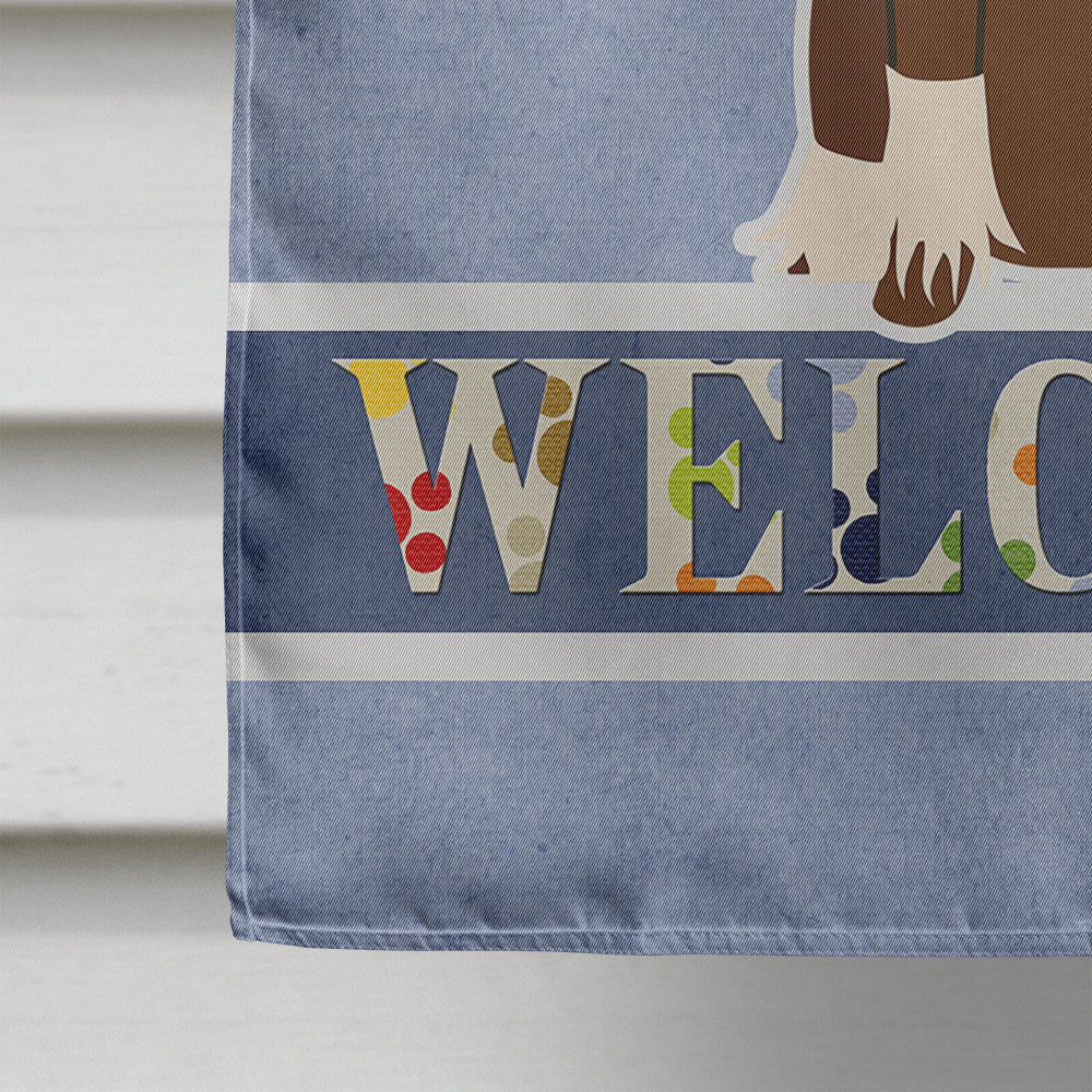 Chinese Crested Cream Welcome House Flag 28x40 Porch Sleeve Pole Decorative Outside Yard Banner Artwork Wall Hanging, Polyester