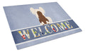 Chinese Crested Cream Welcome Cutting Board Tempered Glass Kitchen Cutting Surface, Heat Resistant Chopping, Non-Slip Feet, Food Prep & Serving