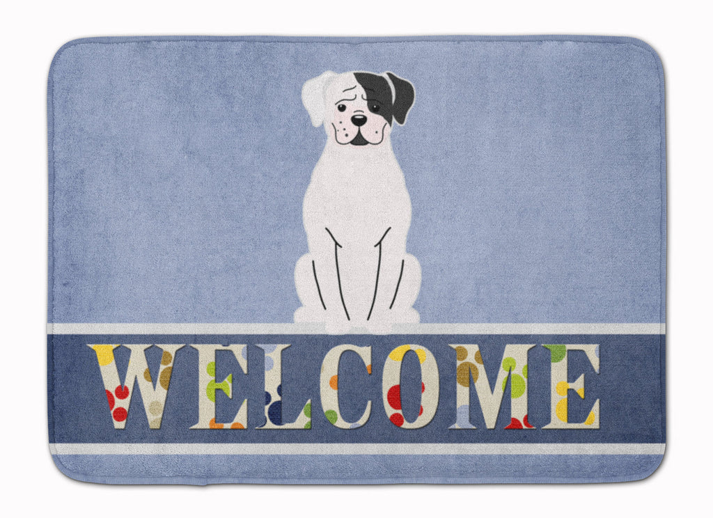 White Boxer Cooper Welcome Memory Foam Kitchen Mat Machine Washable Anti-Fatigue Cushion Comfort Bath or Kitchen Rug